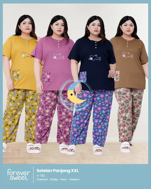 Piyama Baju Tidur Babydoll Wanita Dewasa Jumbo XXL Ld120 Forever Sweet Concept Baju Busui Kancing 0