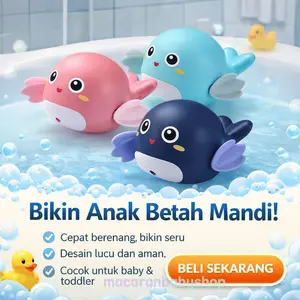 Macaronbabyshop Mainan Mandi Bayi Dolphin Berenang Tanpa Baterai Biru Toy Cocok Untuk Baby & Toddler Latih Motorik Dan Koordinasi Mata Dan Tangan