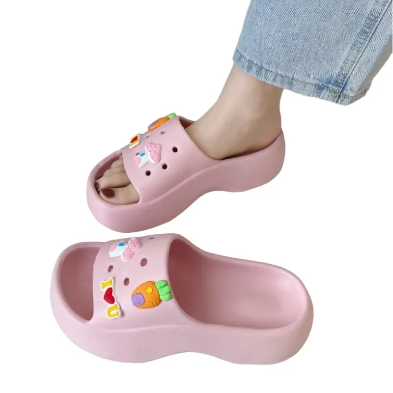 Sendal Baim Wanita Ringan Mainan Di sandal Bisa Di Pasang Sendiri Anti Slip PVC007 Pink Putih Hitam Perempuan Shoes 4