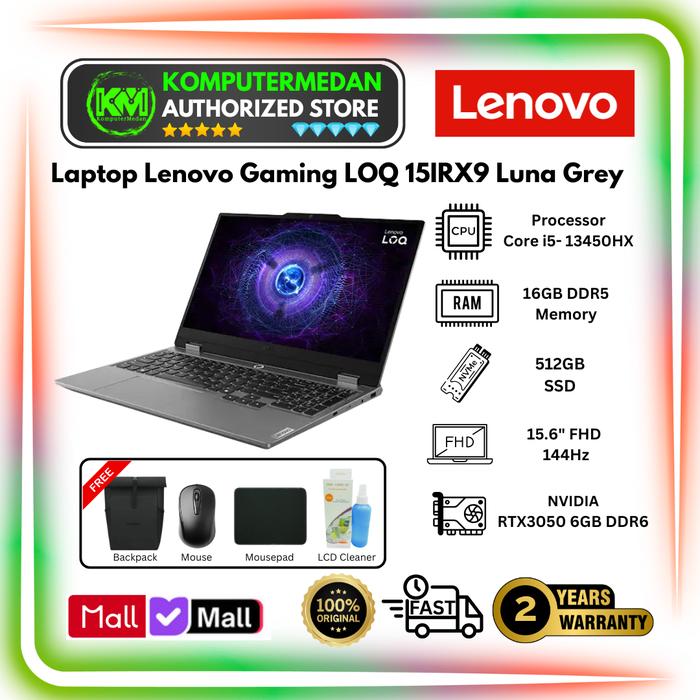 Gambar Laptop Lenovo LOQ 15IRX9 Geforce RTX 3050 6GB Intel Core i5 13450HX RAM 16GB DDR5 512GB SSD 15.6″ FHD 144Hz Win 11 Home+OHS 2024+365 83DV01ASID dari KomputerMedan OS Kota Medan Tokopedia