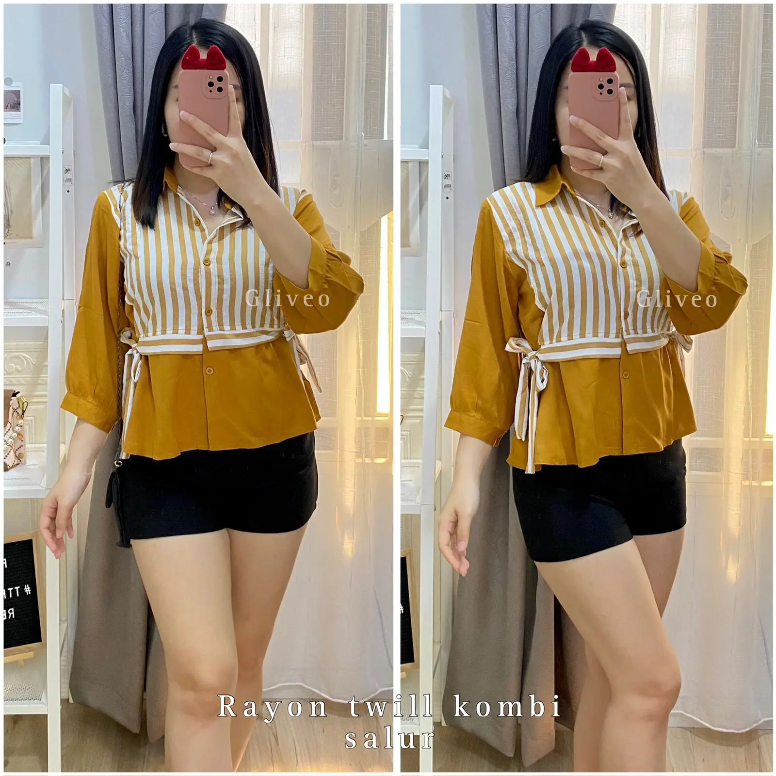 GLIVEO (COD) - KEMEJA KOMBI SALUR RAYON TWILL ADEM / KEMEJA SALUR WANITA LENGAN PANJANG/ ATASAN LENGAN PANJANG WANITA baju karya stripe GLIVEO (COD) - KEMEJA KOMBI SALUR RAYON TWILL ADEM / KEMEJA SALUR WANITA LENGAN PANJANG/ ATASAN LENGAN PANJANG WANITA baju karya stripe