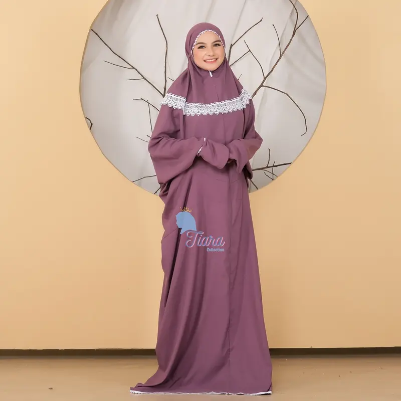 Mukena Terusan Lajuran Dewasa Katun Renda Muslim 5