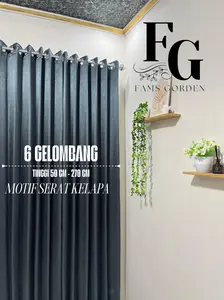 GORDEN PREMIUM 90% BLACKOUT 6 GELOMBANG MOTIF SERAT KELAPA GORDEN JENDELA MINIMALIS MEWAH DAN TERMURAH Pintu Tali Curtain