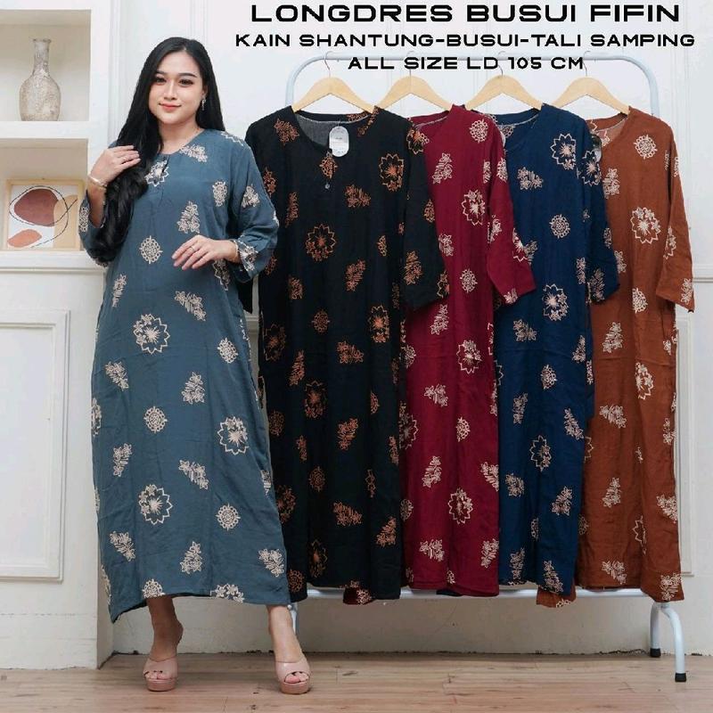 [TERMURAH]100rb dapat 3pcs LONGDRESS BUSUI JUMBO /Daster Lengan Panjang Rayon Wanita Pendek Kancing 1