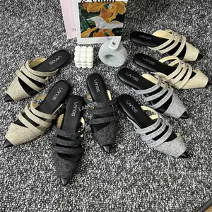 LANOIS Sandal Wanita Mules RAISA Flatshoes Slip On Terbaru Sendal Selop Kekinian Hak Datar 1 cm