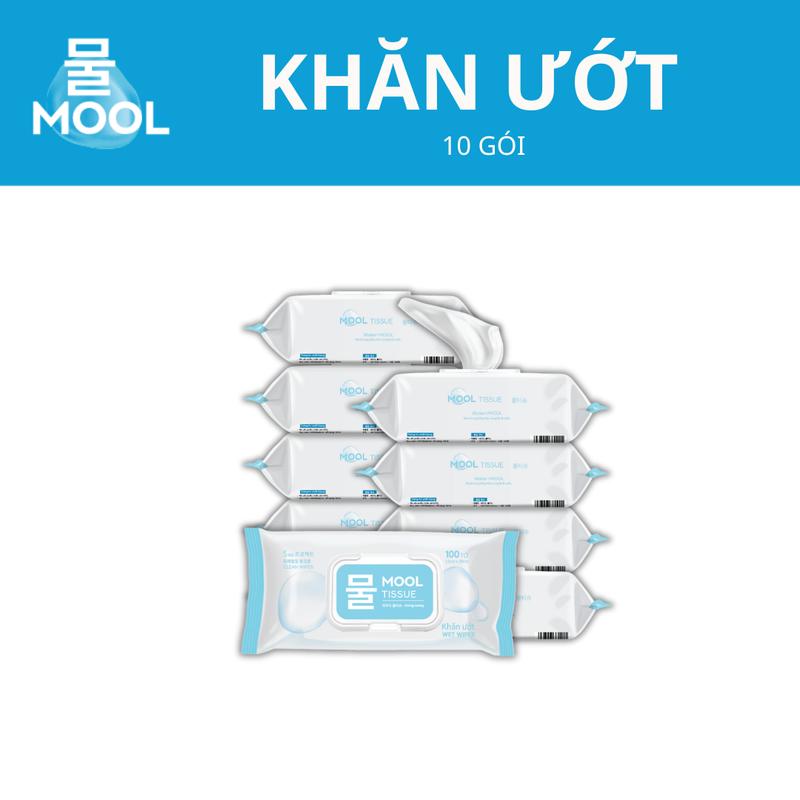 Thùng 10 gói Khăn Ướt MOOL 100 tờ siêu tiết kiệm và tiện lợi