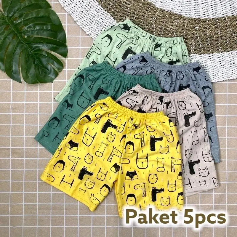 5pcs celana pendek anak kolor harian santai bahan katun usia 1 - 12 Tahun 0