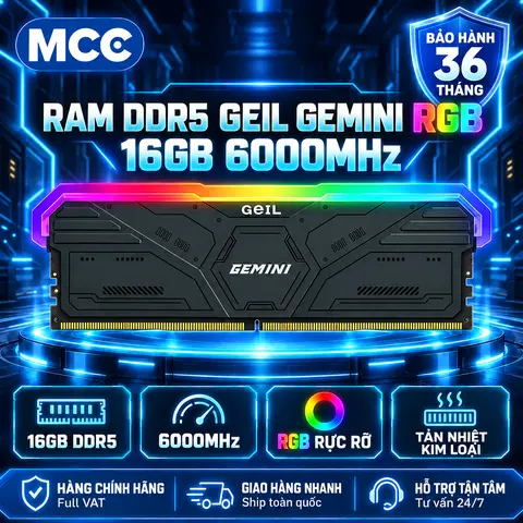 RAM DDR5 GEIL GEMINI RGB 16GB 6000MHz - Hỗ trợ Intel XMP/ Hỗ trợ AMD EXPO