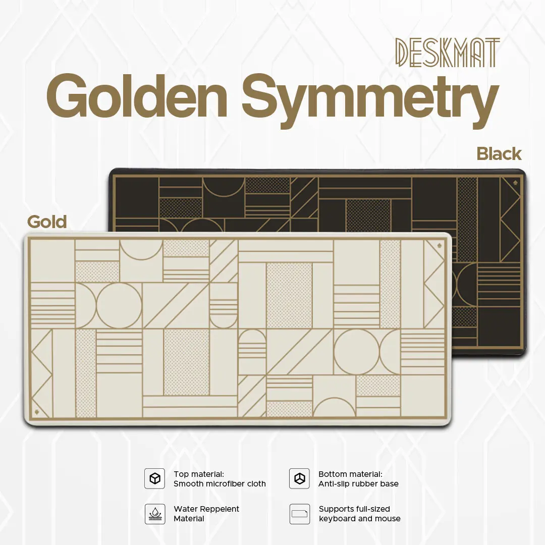 Noir Golden Symmetry Deskmat - Alas Kain Microfiber Halus Tahan Air Ukuran 900x400x4mm Untuk Keyboard dan Mouse
