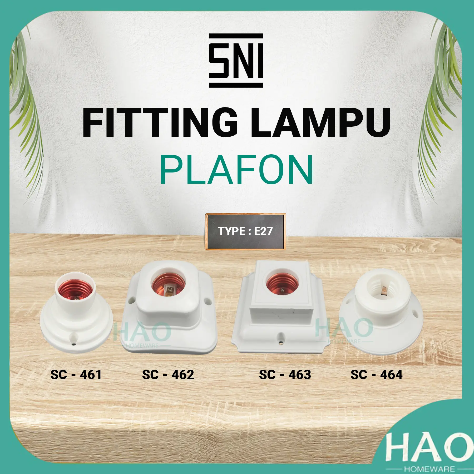 [HAO] Fitting Lampu Plafon/fitting lampu plafon segi E27 merek CAHAYA Lamp