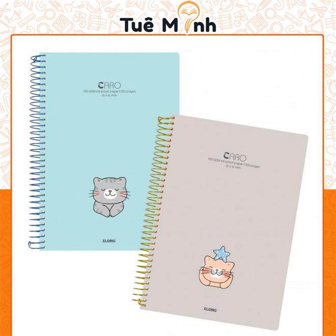  Sổ A4 300 trang caro 6x6mm lò xo đơn Klong MS 591 tập vở bìa Doodle dễ thương 