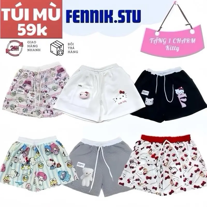( Tặng gấu) Quần Short Hoạt Hình mùa hè Nam Nữ Chất Mát Fennik.stu