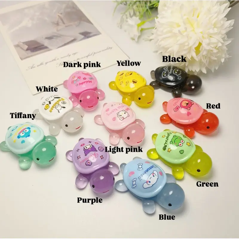 【SANRIO】Kura Kura Luminous Decoration Statues Colorful Mini Turtle Random Color Mix Design One Family Character