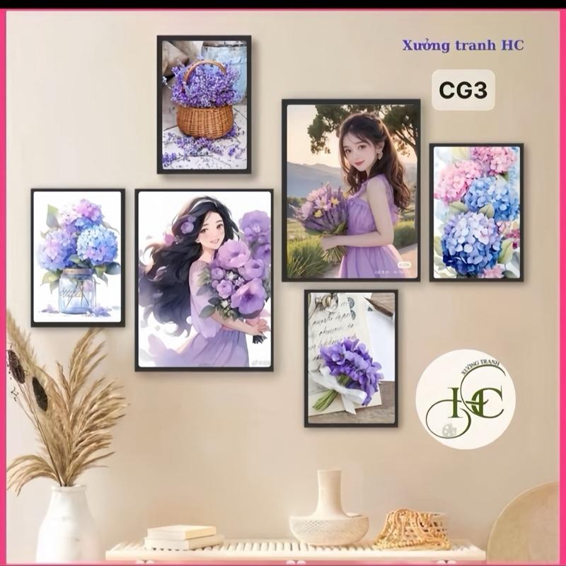 {Vui lòng đọc mô tả} 46 Mẫu Set 6 tranh decor treo tường tranh dán tường chủ đề cô gái nghệ thuật anime Decor Tường decor phòng tranh treo tranh tranh fomex 5mm mặt tranh cán bóng