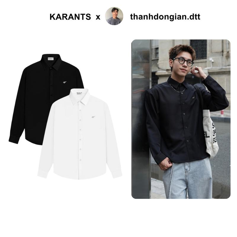 Độc quyền Thành Đơn Giản Áo Sơ Mi Trơn Logo Kim Loại Karants Tay Dài Form Oversize Vải Cotton Lạnh Phiên bản cao cấp - KR234