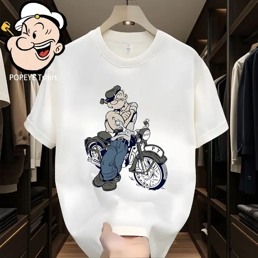 Popeye T-shirt Pria Gaya Unik Hitam dan Putih dengan Pesan Kehidupan Menyentuh Hati untuk Ekspresi Gaya AndaModis Cetak Gallery