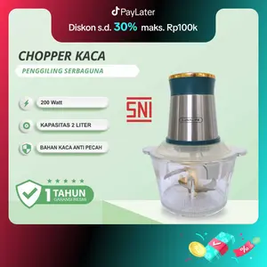 LUNALIFE Food Chopper FP02B Chopper Kaca 2L Food Processor 300W Multifungsi Penggiling Daging 2 Speed LUNALIFE Food Chopper FP02B Chopper Kaca 2L Food Processor 300W Multifungsi Penggiling Daging 2 Speed