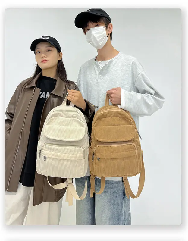 OneBear Tas Ransel Serbaguna Tas Ransel Corduroy multifungsi Wanita Terbaru Backpack Cewek full Korean Style tas ransel sekolah cewek LM23 5