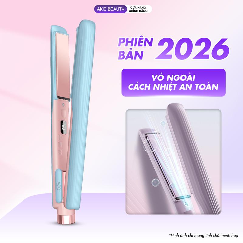 Máy ép tóc AKIO ELITE HAIR STYLE thiết kế mới nhỏ gọn, tinh tế, kiểm soát nhiệt độ thông minh, 100 triệu ion âm bảo vệ tóc
