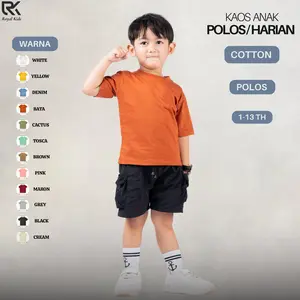 T-Shirt Kaos Oblong Anak Laki-Laki & Perempuan Polos Lengan Pendek Bahan Tebal Adem Aman untuk Kulit - Baju Fashion