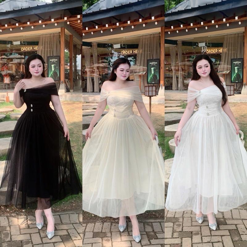 Đầm công chúa ren kèm cham 55-90kg M L XL XXL QUỲNH NHƯ BIGSIZE