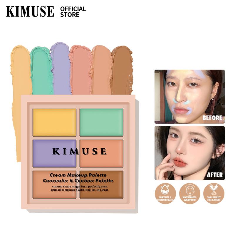 KIMUSE-Kem Che Khuyết Điểm Và Bảng Màu Đường Viền, Đa Chức Năng, Trang Điểm, Chỉnh Sửa, Sáu Màu