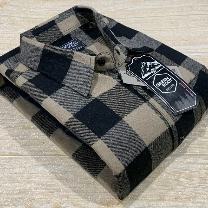 Kemeja Flanel Wool V-Neck Lengan Pendek Big Size 5XL 6XL Pria Distro Santai - Kain, Kerah 8
