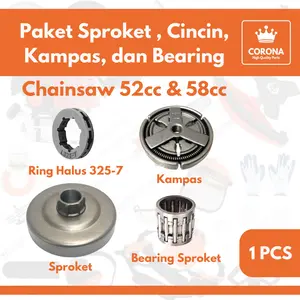 Clutch Drum Sproket Komplit Chainsaw 5200 5800 Set Senso Sprocket Rumah Mangkok Kampas Mesin Gergaji Kecil 52CC 58CC