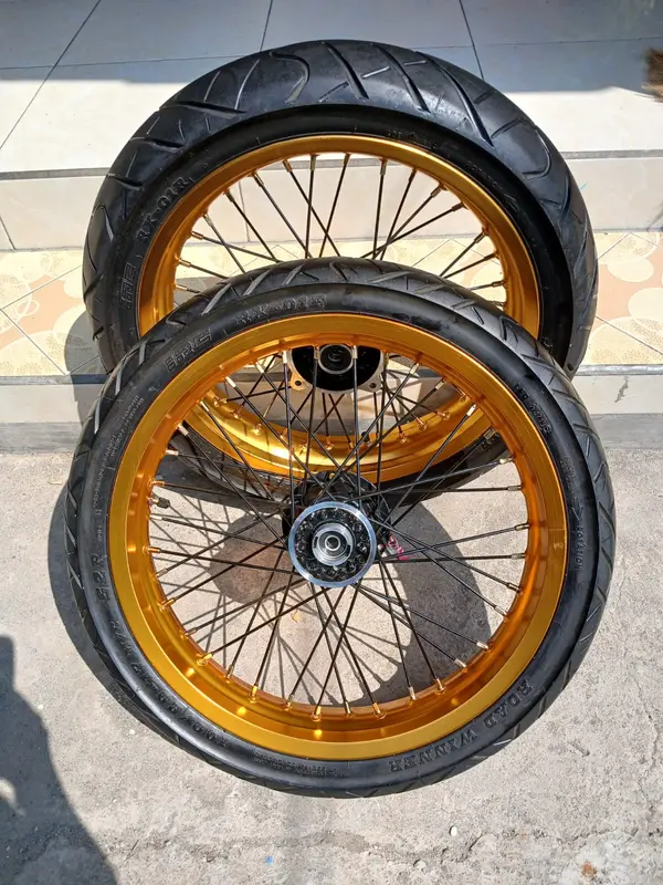 Roda Set Supermoto KLX 250/300 Wheelset Sumo D-Tracker Ring 17 Paket Hemat 2