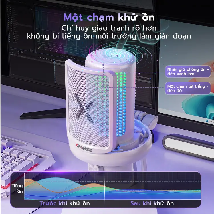 Xpanse Z1 mic thu âm lọc tiếng ồn RGB, micro gaming USB Type-C, chống ồn 1 chạm, cardioid, 24Bit/192kHz, livestreamPC PS5 | BigBuy360 - bigbuy360.vn