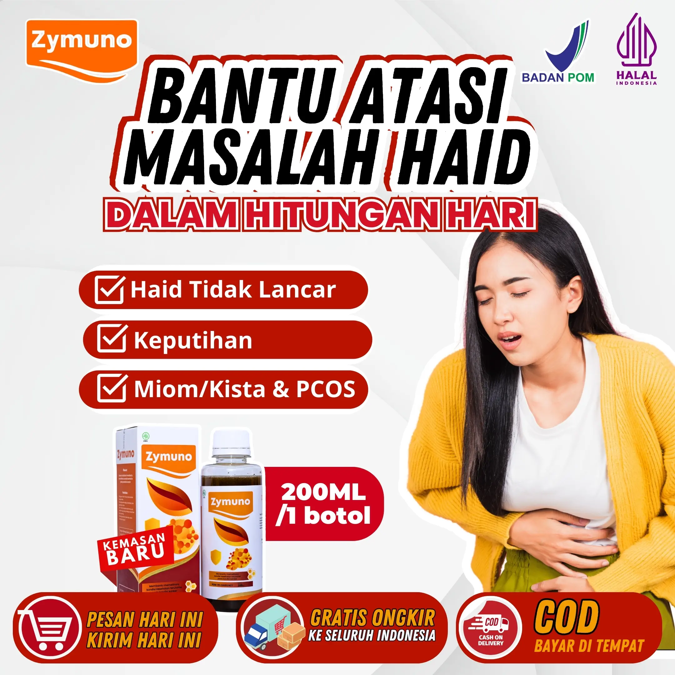Madu Zymuno Original - Bantu Atasi Masalah Haid Tidak Lancar, Keputihan, Miom, Kista & Pcos Dalam Hitungan Hari - 1 Botol 200ml [Halal dan BPOM, murah]