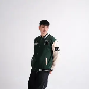 Jaket Varsity Baseball Full Bordir Pria Wanita Bahan Fleece Tebal Ukuran M L XL Botol