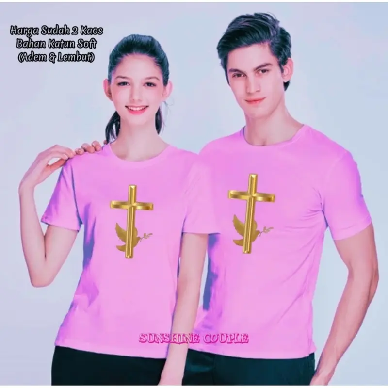 (HARGA 2 BAJU) KAOS COUPLE GOLD SALIB LENGAN PENDEK UK.M-XXL EDISI PASKAH / NATAL / KAOS COUPLE / KAOS KEMBARAN / KAOS PASANGAN / KAOS LENGAN PENDEK / BAJU COUPLEAN / KATUN SOFT / T-SHIRT 5