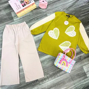 Kanaya Setelan kaos Combed oversize anak perempuan Motif Bunga 3D Lemon Couple Family Fashion murah