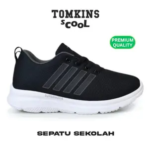 Sepatu Sekolah Hitam Putih New Tomkins Skool Edition High School Sepatu Sekolah Hitam Putih SD SMP SMA ~ Free Kaos Kaki