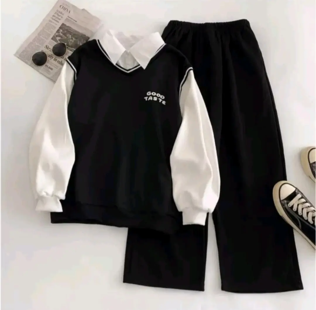 One Set Sweater + Celana Kulot Fleece GOOD TASTE Korean Style