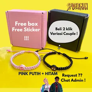 Spiderman Miles Gwen Gelang Anyam Waterproof Premium Quality Hitam Pink Putih Couple Bracelets Tali Satin 1mm Variasi Warna