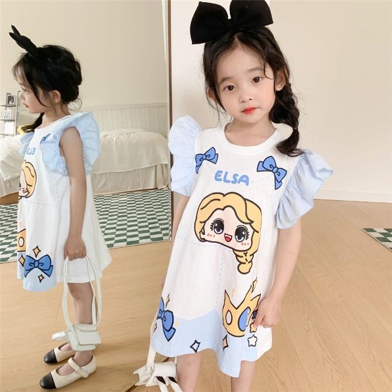 PROMO 6.6 Candytown Dress Anak Perempuan Putri Kartun Elsa Karakter Princess Baju Putih Dan Biru elsa and snow 2