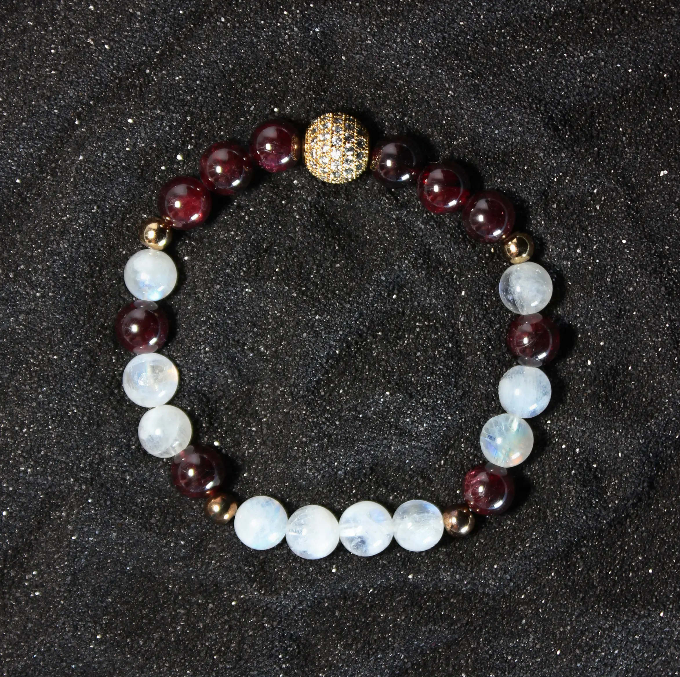 A012 Garnet & Moonstone Bracelet (8mm)