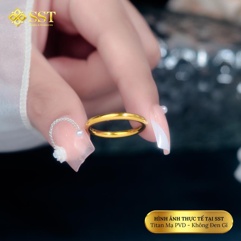 Nhẫn nữ trơn bản nhỏ 1 chỉ Titan không đen gỉ SST Official Store N11