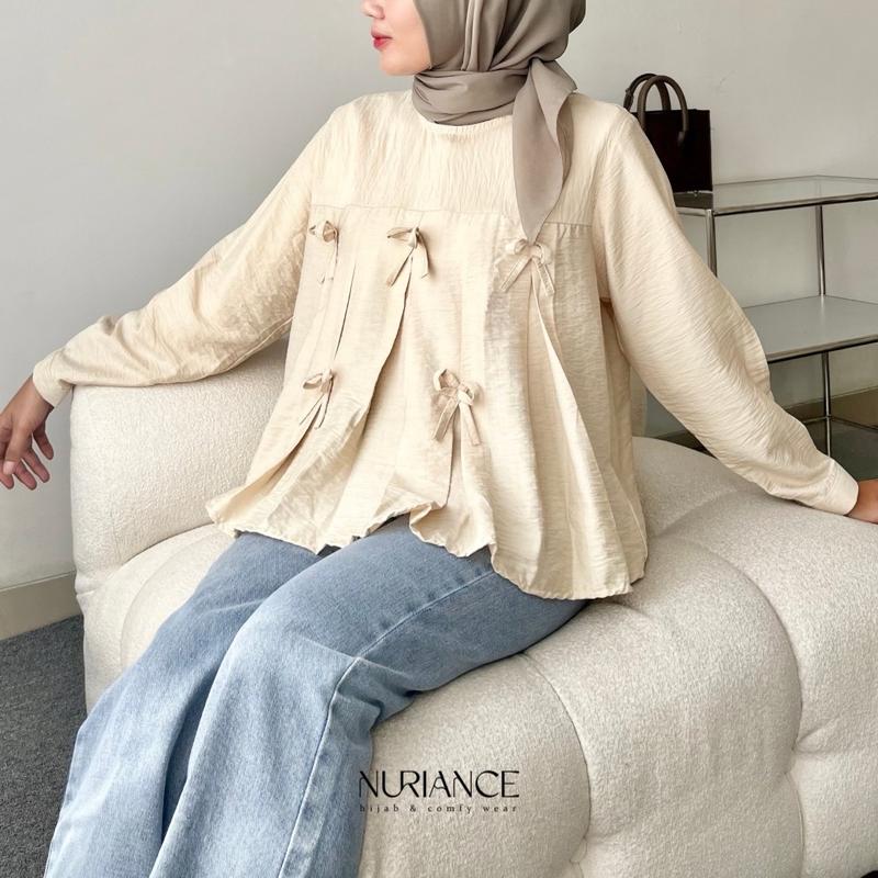 NURIANCE - Leyya Blouse (baju Coquette | pita aesthetic - semi crop) Atasan Wanita 4