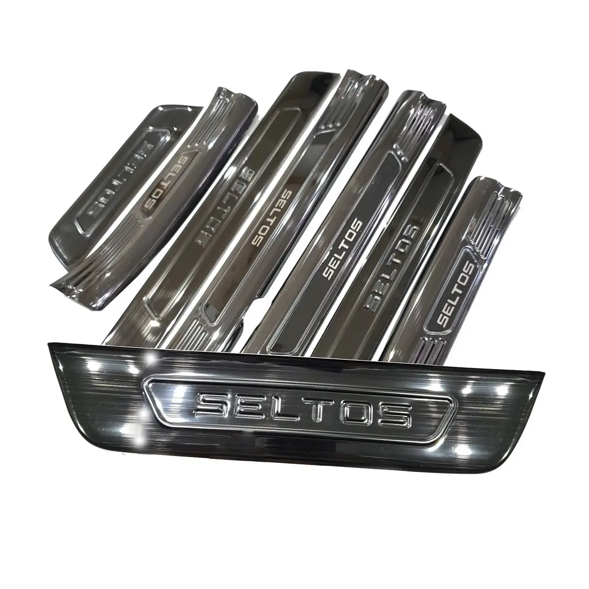 Bộ Ốp bậc cửa, Nẹp bước chân Kia Seltos bộ 8 miếng vân titan
