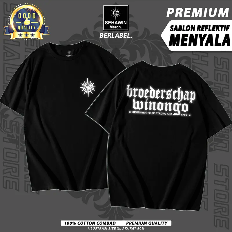 KAOS PSHW 24s - REFLECTIVE MENYALA SAAT TERKENA CAHAYA - SIMPEL AUTENTIK BROEDERSHCAPE WINONGO SINAR 0