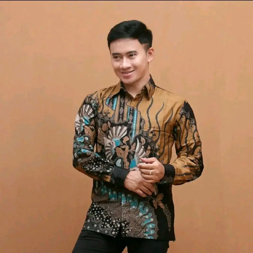 KEMEJA Baju Batik Poli Katun Fashion Cowo Lengan Panjang Baju Pria Batik Lembut Nyaman baju batik seragaman Motif Pendek Formal Kancing