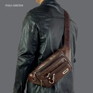 Tas Pinggang Kulit PU Polo Amstar Terbaru Waistbag Tas Selempang Bahu Pria