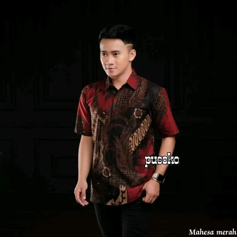 Baju Batik Lengan Pendek Pria Terbaru | Hem  Batik  Dewasa Motif Elegan Cowok Casual 4