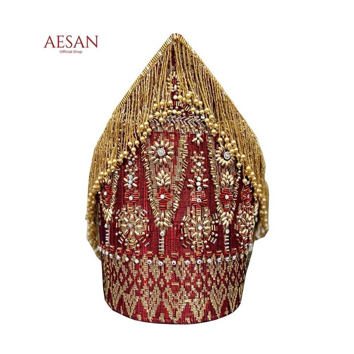 Gambar Aesan -  Sortopi Payet Super Premium Exclusive Songket Tenun Asli Full Mata Berlian Batak Toba - Songket Depan Belakang dari Aesan Pengantin Kota Palembang Tokopedia