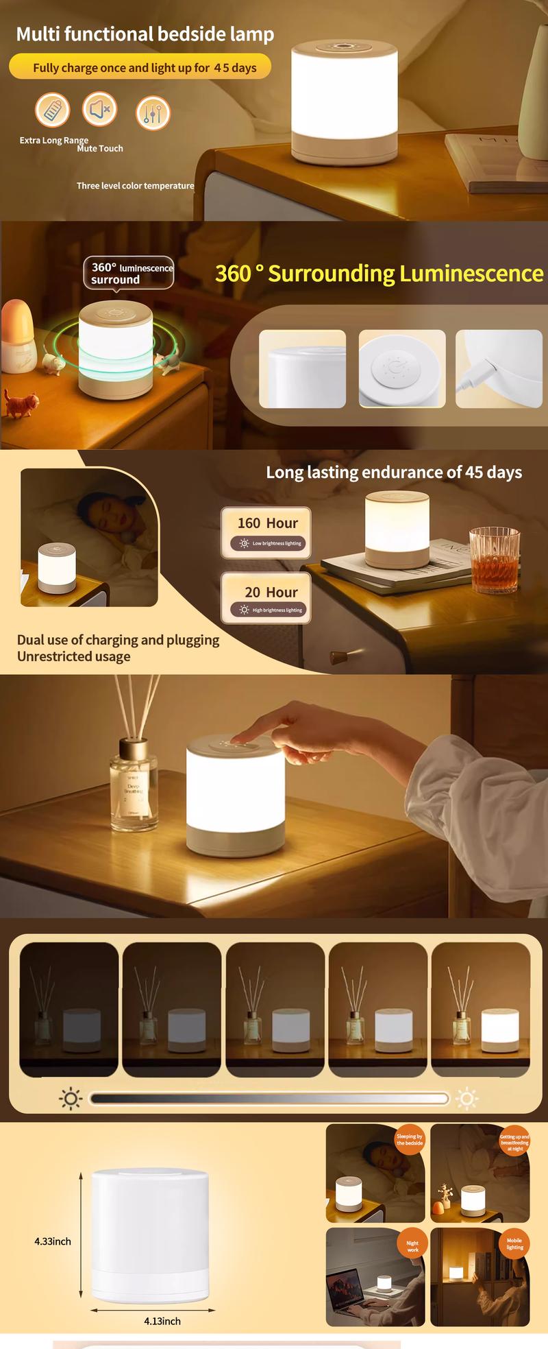 Product Introduction of Round Touchlight LED Light Mini Table Lamp Night Light Home Study Lamp Sleep Bedside Lamp For Reading Bedroom Corridor Bathroom Lampu Malam Lampu Kecil Lampu Bilik Lighting 0