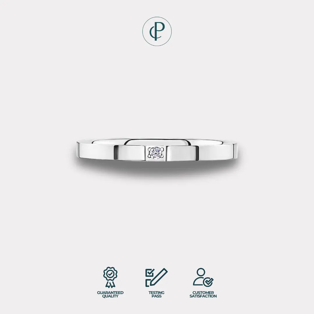 [Beli Lokal] Pam & Co - Cincin Wanita Jewerly Polos Permata Demi Cincin Couple