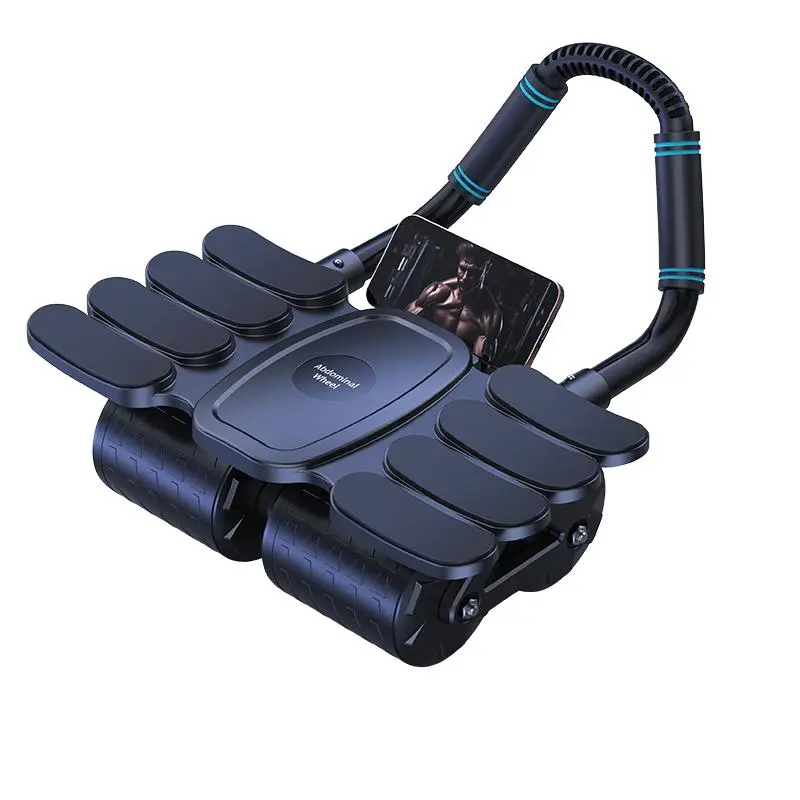 4-wheel Timed 8 Elbow Support Abdominal Wheel, Automatic Rebound Abdominal Muscle Training Tool, Home Sports and Fitness Equipment for Men and Women, Exercise Machine